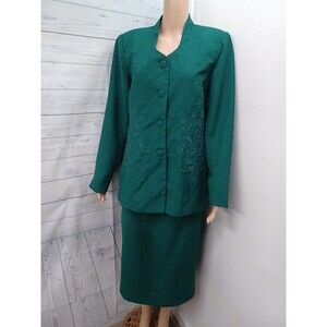 La Femme Paris Skirt Suit Set Jacket 2 Pcs Sz 10 Beaded Embroidery